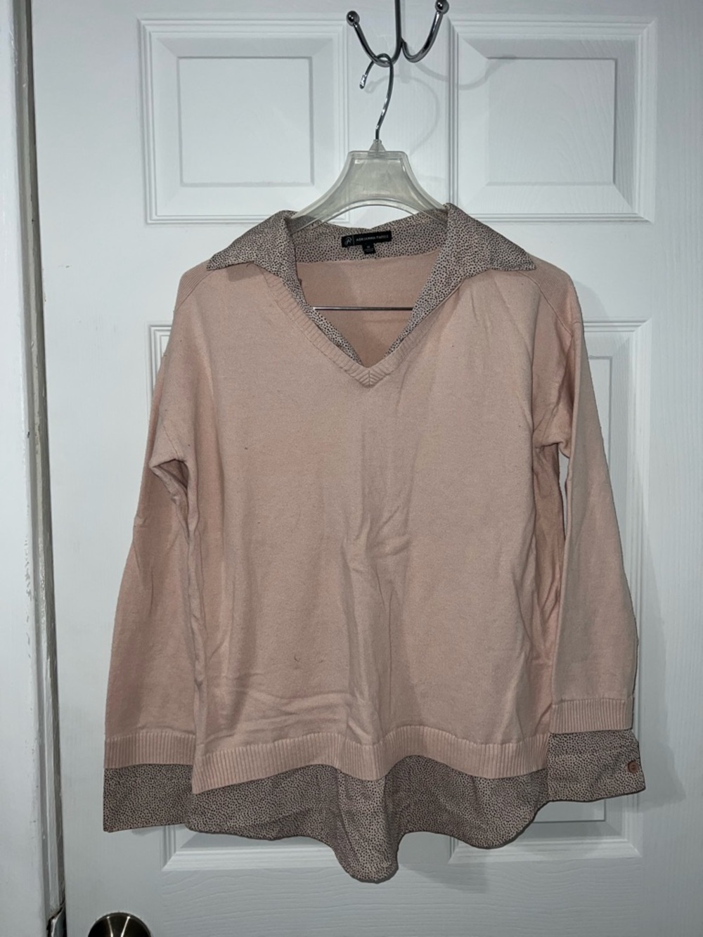 Adrianna Papell Blush Pink Layered-Look V-Neck Sweater